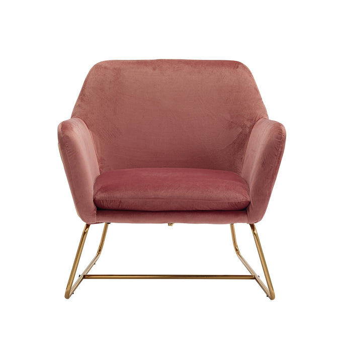 Charles Armchair Vintage Pink LPD CHARLESPINK 5036464067056 Velvet Colour: Pink Dimensions: 765mm x 755mm x 660mm Add a statement chair to your interior with our Charles chair sleek gold frame with plush velvet cushion.