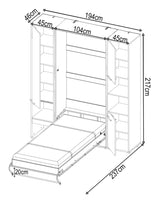 Load image into Gallery viewer, CP-03 Vertical Wall Bed Concept 90cm with Storage Cabinet Arte-N CONCEPT CP-03+CP-07+CP-08 G An excellent choice for your child’s room, the CP-03 offers the support for a single-bed mattress comes along with two lofty cabinets for storage of personal belongings nightly accessories. Powered LED lights are included for decorative purposes, the set is also comprised of duvet straps for convenience. A self-holding feature has been implemented to prevent the bed from falling, a locking system ensures it doesn’t 