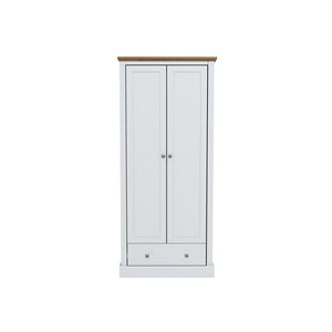 Devon 2 Door Wardrobe White LPD DEVROBE2DWHI* 5036464068725 Particle Board Colour: White Dimensions: 1815mm x 797mm x 560mm Introducing the Devon range of furniture. This bedroom range offers a traditional design. The Devon range comes in three stunning finishes. Oak/white, oak/charcoal and oak. This extensive range offers a timeless elegance to any home and at an extremely affordable price.