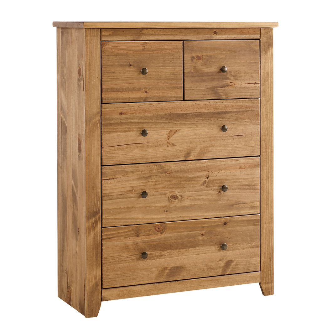 Havana 3+2 Chest Pine LPD HAV3+2 5036464019642 Pine Colour: Pine Dimensions: 1200mm x 900mm x 420mm Boasting simple, understated almost shaker style lines the Havana 3 plus 2 Chest of Drawers is comprised of 2 small and 3 large drawers, snuggled behind the rich colour tone carcass of beautiful pine finished with Aztec Wax. This collection is aimed at individuals wanting a contemporary twist on a principally traditional design theme and, thanks to its timeless appeal, Pine simply never goes out of fashion. S