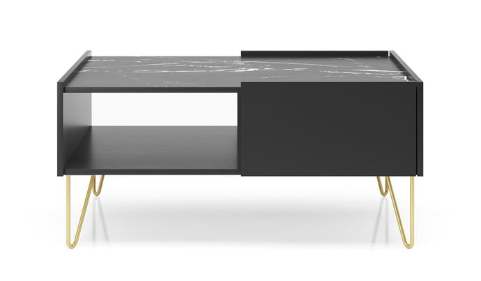Harmony Coffee Table 97cm Arte-N HARMONY-L97-BRM W97cm x H45cm x D65cm Colour: Black Black Marble Two Drawers [Push-To-Open System] Open Compartment ABS Edging Weight: 26kg Matching Furniture Available  Made from 16mm high-quality laminated board Assembly Required Estimated Direct Home Delivery Date: 4-5 Weeks