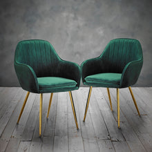 Load image into Gallery viewer, Lara-Dining-Chair-Forest-Green-With-Gold-Legs-((Pack-of-2)-2.jpg