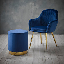 Load image into Gallery viewer, Lara-Pouffe-Royal-Blue-Velvet-(Pack-of-1)-LifeStyle.jpg