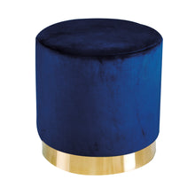 Load image into Gallery viewer, Lara Pouffe Royal Blue Velvet (Pack of 1) LPD LARAPOUFBLU 5036464063874 Velvet Colour: Royal Blue Dimensions: 435mm x 405mm x 405mm Plush velvet pouffe sitting on top of a gold effect circular frame, is sure to become the piece to liven up your living space. Available in 6 colour options.