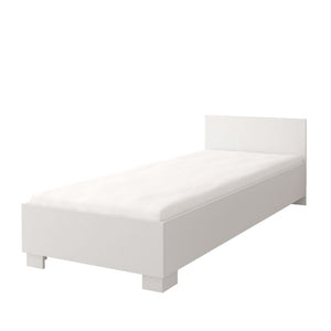 Omega OM-36 Single Bed Arte-N OMEGA-I-36-W W93.5cm x H70cm x D206cm Bed Size: 90 x 200cm Colour: White Matt Grey Matt Oak Sonoma Weight: 35kg ABS Edging Mattress Not Included [Purchased Separately] Matching Furniture Available  Made from 16mm high-quality laminated board Assembly Required Estimated Direct Home Delivery Time: 4 - 5 Weeks
