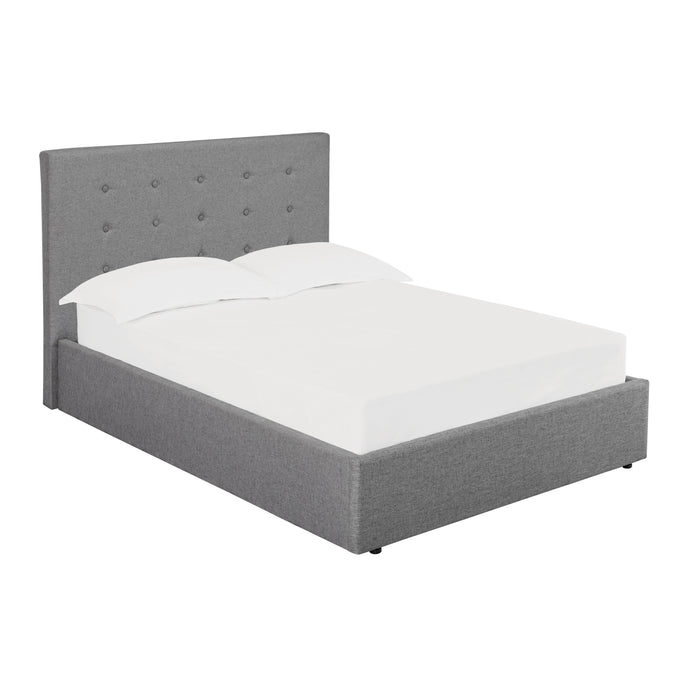 Lucca 4.6 Double Bed Grey LPD LUCCAGREY4.6* 5036464045047 Linen Fabric Colour: Grey Dimensions: 1130mm x 1540mm x 2080mm The Lucca Double Bed in Soft Grey offers a luxury feel at a very comfortable price. Enveloped in a classic linen-type upholstered with coordinating button detail to the headboard, this simple and understated bed frame wouldn't look out of place in a contemporary or vintage designed space. Also available in an ottoman bed base for additional storage, the clean lines and subtle finish of th