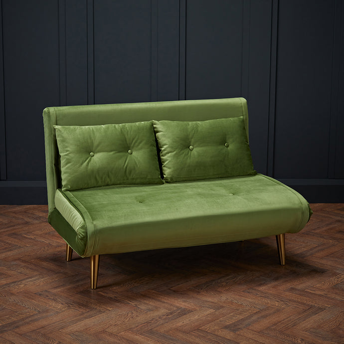 Madison Sofa Bed Green LPD MADISONGREEN 5036464072128 Colour: Green Dimensions: 820mm x 1200mm x 770mm As stylish as it is practical, the Madison sofa comes upholstered in a beautiful plush velvet. A relaxing and comfortable piece of furniture, the Madison will look good amongst all interiors. This is an effortless day to night option which is easy to use for either yourself or your guests.