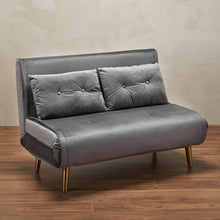 Load image into Gallery viewer, Madison Sofa Bed Grey LPD MADISONGREY 5036464072135 Colour: Grey Dimensions: 820mm x 1200mm x 770mm As stylish as it is practical, the Madison sofa comes upholstered in a beautiful plush velvet. A relaxing and comfortable piece of furniture, the Madison will look good amongst all interiors. This is an effortless day to night option which is easy to use for either yourself or your guests.