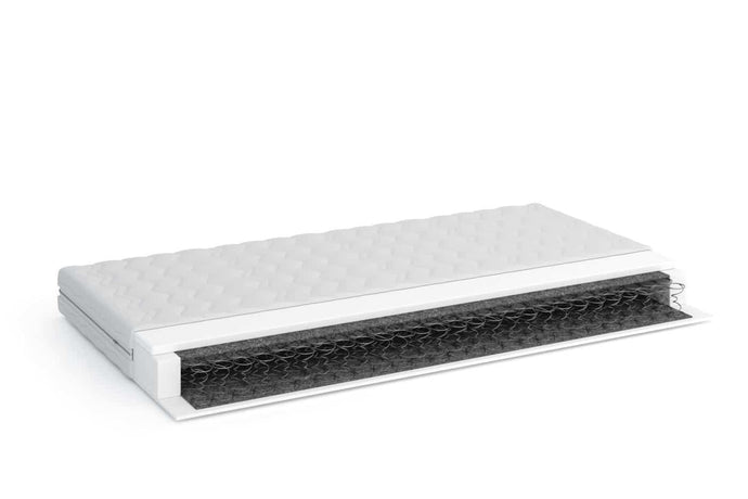 Foam Bonnell Mattress 160x200cm Arte-N MATT-FB-160 Upgrade the comfort level of any bed with this bonnell spring mattress. Featuring 2cm polyurethane foam on either side, maximum relief is ensured along with quick adaptability to the contour of the body. The mattress is enclosed in a cover that protects it from dirt prevents the edges from getting worn out. This cover is removable washable, offering you the option of easy cleaning W160cm x L200cm x D15cm Hardness: Medium Firm Bonnell coil sprung mattress <i