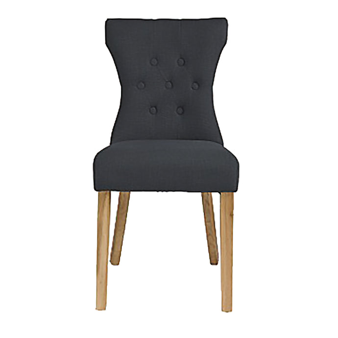 Naples Dining Chair Grey (Pack of 2) LPD NAPLESGREY 5036464041476 Linen Fabric Colour: Grey Dimensions: 920mm x 460mm x 630mm Traditional elegance. The Naples in grey linen fabric is a classic design, perfect for use in your dining area or as an accent chair in any room. The oak colour legs, further enhance the opulent finish.