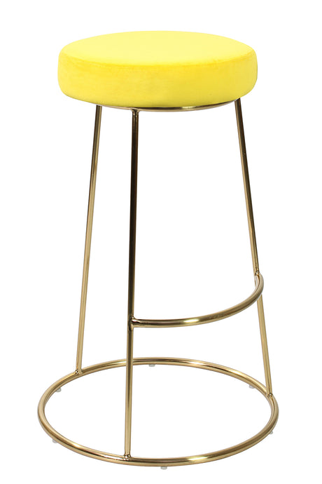 Opera Bar Stool Yellow (PK 2) LPD OPERAYELL 5036464065526 Colour: Yellow Dimensions: 735mm x 465mm x Available as a pack of two, the Opera bar stool is the perfect solution to creating a socialising space in any room of your home whether it be your home bar or your breakfast bar. Made from velvet, this adds a vintage look but using the bright coloured yellow, gives the stool a modern twist. The cosy velvet is soft to touch and is a comfortable stool which heightens your interior design. Standing on sophisti