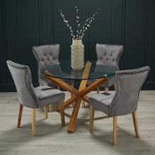 Load image into Gallery viewer, Oporto-Dining-Table-Oak-With-Glass-Top-LifeStyle.jpg