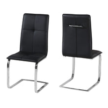 Load image into Gallery viewer, Opus Chair Black (Pack of 2) LPD OPUSBLACK 5036464055367 Faux Leather Colour: Black Dimensions: 1000mm x 460mm x 540mm Cool and modern, the Opus Dining Chairs are ideal to team with Matrix or Milano dining tables. The cantilever sprung chrome legs and black leather effect, stitched panel detailing deliver a clean, luxurious finish to any kitchen or dining space. Sold in pairs, these chairs offer ingenuity and comfort, in an effortlessly contemporary style
