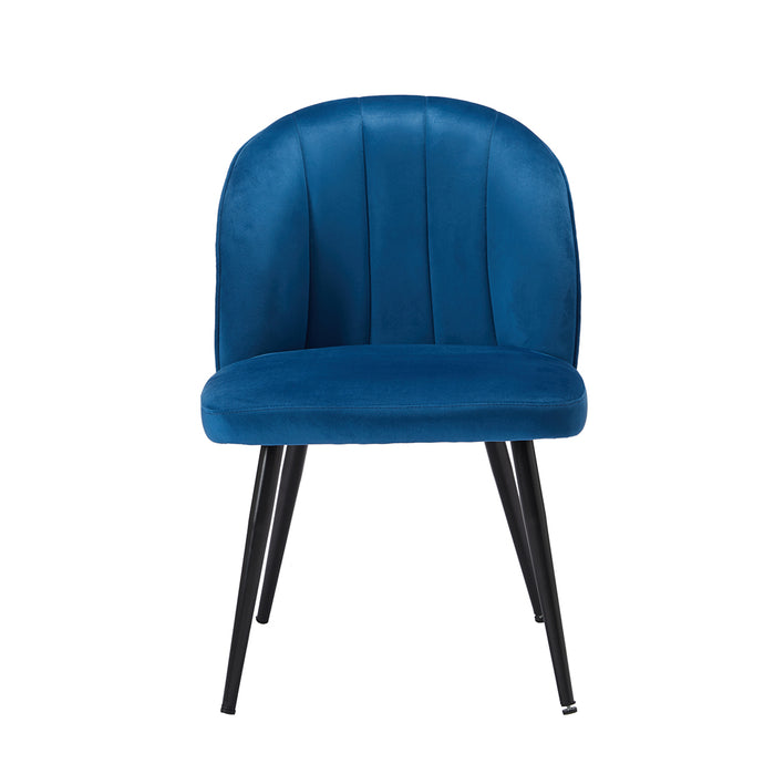 Orla Dining Chair Blue (Pack of 2) LPD ORLABLUE 5036464074283 Velvet Colour: Blue Dimensions: 815mm x 540mm x 625mm Upholstered in a plush velvet fabric in a choice of 4 colours, the Orla comes with a very generous seating area and extra padded back rest to ensure maximum comfort. Sold in packs of 2.
