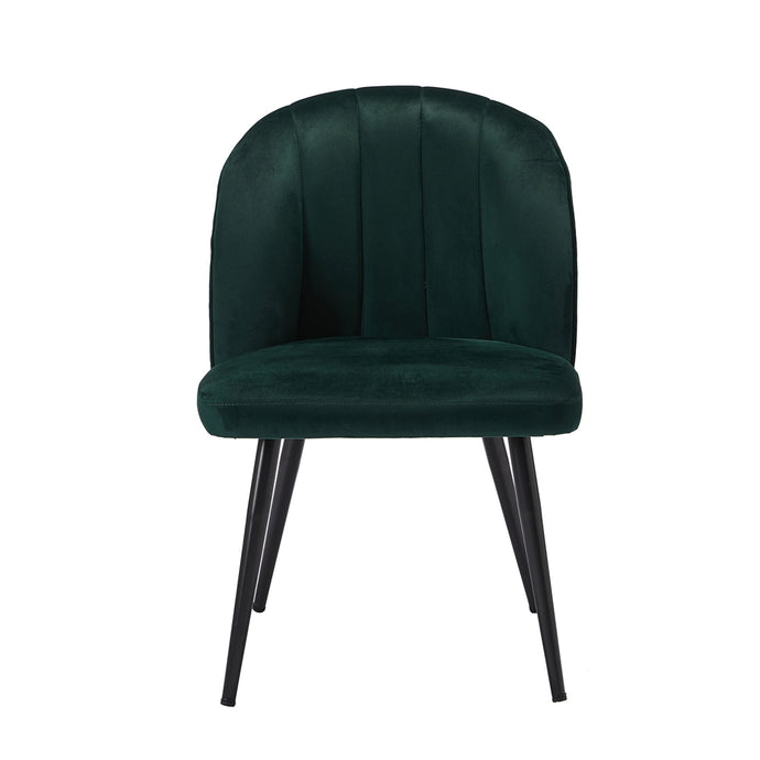 Orla Dining Chair Green (Pack of 2) LPD ORLAGREEN 5036464074290 Velvet Colour: Green Dimensions: 815mm x 540mm x 625mm Upholstered in a plush velvet fabric in a choice of 4 colours, the Orla comes with a very generous seating area and extra padded back rest to ensure maximum comfort. Sold in packs of 2.