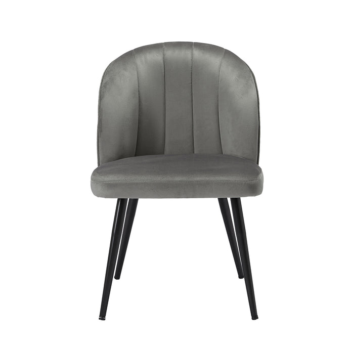 Orla Dining Chair Grey (Pack of 2) LPD ORLAGREY 5036464074306 Velvet Colour: Grey Dimensions: 815mm x 540mm x 625mm Upholstered in a plush velvet fabric in a choice of 4 colours, the Orla comes with a very generous seating area and extra padded back rest to ensure maximum comfort. Sold in packs of 2.