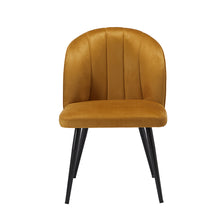 Load image into Gallery viewer, Orla Dining Chair Mustard (Pack of 2) LPD ORLAMUST 5036464074313 Velvet Colour: Mustard Dimensions: 815mm x 540mm x 625mm Upholstered in a plush velvet fabric in a choice of 4 colours, the Orla comes with a very generous seating area and extra padded back rest to ensure maximum comfort. Sold in packs of 2.
