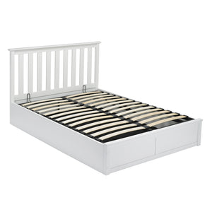 Oxford Double Bed White LPD OXFWHI4.6* 5036464061184 Wood Colour: White Dimensions: 1005mm x 1500mm x 2010mm A clean, simple shaker style bedframe, the Oxford bed is as stylish as it is functional. With an opening base that provides plenty of under-bed storage, the Oxford is ideal for those with minimal space. Available in white or grey painted finish.