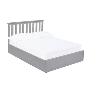 Oxford Kingsize Bed Grey LPD OXFGRE5.0* 5036464061177 Wood Colour: Grey Dimensions: 1005mm x 1650mm x 2115mm A clean, simple shaker style bedframe, the Oxford bed is as stylish as it is functional. With an opening base that provides plenty of under-bed storage, the Oxford is ideal for those with minimal space. Available in white or grey painted finish.