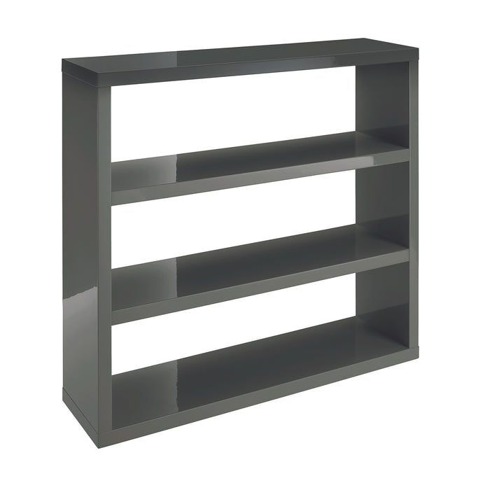 Puro Bookcase Charcoal LPD PUROCHARBOOK 5036464057828 MDF High Gloss Colour: Charcoal Dimensions: 1000mm x 1100mm x 290mm Taking the success of the colour choice in this range, we are pleased to offer Puro in a sleek and unique Charcoal Finish. Bringing you the same quality and chic look that has become synonymous with the Puro, the Charcoal Bookcase is comprised of 4 shelves perfectly integrated with the carcass, in the high gloss finish you'd expect from this range. Team this with other key items from the