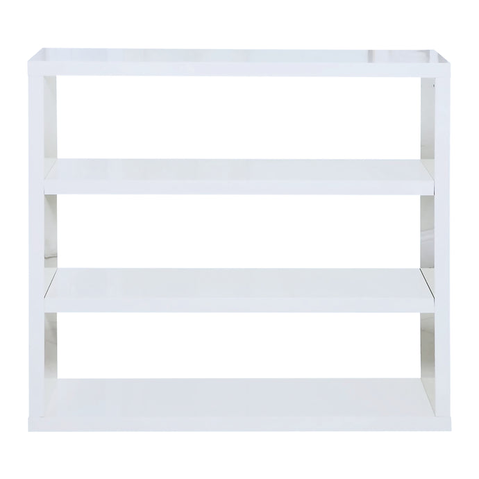 Puro Bookcase White LPD PUROWHIBOOK 5036464058115 MDF High Gloss Colour: White Dimensions: 1000mm x 1100mm x 290mm Following on the success of the stone and cream in this range, we are pleased to offer Puro in a current, on-trend classic white. Bringing you the same quality and chic look that has become synonymous with the Puro, the White Bookcase is comprised of 4 shelves perfectly integrated with the carcass, in the high gloss finish you'd expect from this range. Team this with other key items from the Pu
