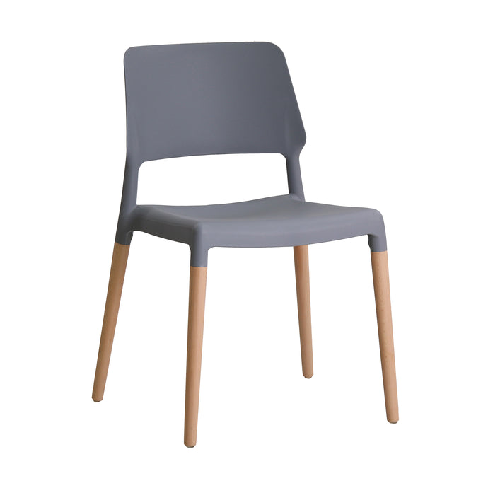 Riva Chair Grey (Pack of 2) LPD RIVAGREY 5036464056722 Plastic,Wood Colour: Grey Dimensions: 810mm x 550mm x 540mm The Riva Chair is characterised by its minimal design that creates a unique and light shape. A chair that will exalt the characteristics of your home, the grey moulded seat with openwork back sits elegantly on rounded beech legs. Less is more with this fabulously simple, yet wonderfully beautiful chair. 
