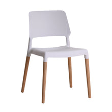 Load image into Gallery viewer, Riva Chair White (Pack of 2) LPD RIVAWHITE 5036464056708 Plastic,Wood Colour: White Dimensions: 810mm x 550mm x 540mm The Riva Chair is characterised by its minimal design that creates a unique and light shape. A chair that will exalt the characteristics of your home, the white moulded seat with openwork back sits elegantly on rounded beech legs. Less is more with this fabulously simple, yet wonderfully beautiful chair. 
