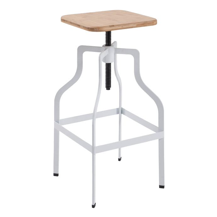 Shoreditch Bar Stool White LPD SHOREWHI 5036464019413 Colour: White Dimensions: 606mm x 410mm x 400mm The Shoreditch Bar Stool offers much wanted urban chic appeal, with its industrial looking metal frame and flat wooden seat pad. With everything you need to finish the industrial style you're after, the seat pad features plain wood, with height adjustable mechanism built into the white paint finished frame. With unique metal work and consideration taken to include stretchers across the entire frame, you'll 