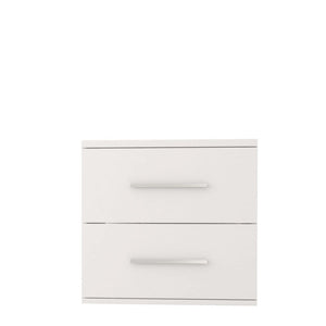 Omega OM-22 Bedside Table 55cm Arte-N OMEGA-I-22-W W55cm x H51cm x D44cm Colour: Front: White Matt Carcass: White Matt Grey Oak Sonoma Two Drawers Weight: 18kg ABS Edging Matching Furniture Available  Made from 16mm high-quality laminated board Assembly Required Estimated Direct Home Delivery Time: 4 - 5 Weeks