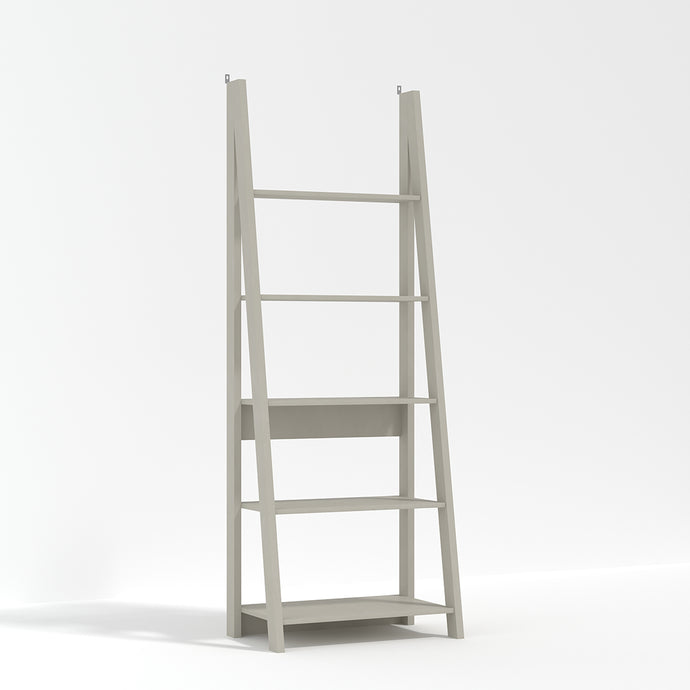 Tiva Ladder Bookcase Grey LPD TIVAGREBOOK 5036464072418 Colour: Grey Dimensions: 1754mm x 640mm x 386mm The latest trend of ladder-style storage hasn't been overlooked with the Tiva Ladder Bookcase. Comprising of beautiful, leaning lines and simple shelving structures, the versatile pieces in the Tiva range can be joined together to form larger media or storage unit. Finished in a stunning grey and comprising of 4 shelves, this is ideal for creating simple shelving or display areas around the home whatever 
