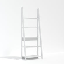 Load image into Gallery viewer, Tiva Ladder Bookcase White LPD TIVAWHIBOOK 5036464033051 MDF Colour: White Dimensions: 1754mm x 640mm x 386mm The latest trend of ladder-style storage hasn&#39;t been overlooked with the Tiva Ladder Bookcase. Comprising of beautiful, leaning lines and simple shelving structures, the versatile pieces in the Tiva range can be joined together to form larger media or storage unit. Finished in a stunning white and comprising of 4 shelves, this is ideal for creating simple shelving or display areas around the home wh