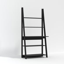 Load image into Gallery viewer, Tiva Ladder Desk Black LPD TIVABLADESK 5036464052076 MDF Colour: Black Dimensions: 1754mm x 840mm x 500mm The latest trend of ladder-style storage hasn&#39;t been overlook with the Tiva Ladder Desk. Comprising of beautiful, leaning lines and simple shelving structures, the versatile pieces in the Tiva range can be joined together to form larger media or storage unit. Finished in a stunning mat black and comprising of 3 shelves and a desk area, this is ideal for creating simple shelving or display areas around t