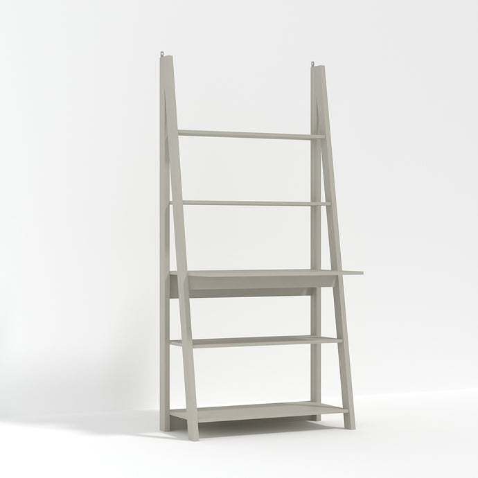 Tiva Ladder Desk Grey LPD TIVAGREYDESK 5036464072395 MDF Colour: Grey Dimensions: 1754mm x 840mm x 500mm The latest trend of ladder-style storage hasn't been overlook with the Tiva Ladder Desk. Comprising of beautiful, leaning lines and simple shelving structures, the versatile pieces in the Tiva range can be joined together to form larger media or storage unit. Finished in a stunning grey and comprising of 3 shelves and a desk area, this is ideal for creating simple shelving or display areas around the hom