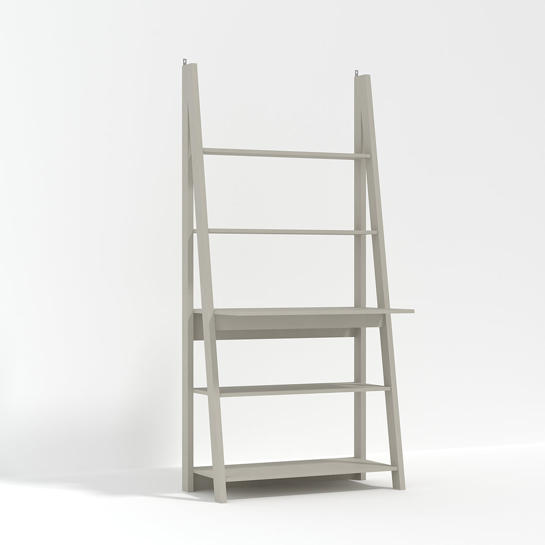 Tiva Ladder Desk Grey LPD TIVAGREYDESK 5036464072395 MDF Colour: Grey Dimensions: 1754mm x 840mm x 500mm The latest trend of ladder-style storage hasn't been overlook with the Tiva Ladder Desk. Comprising of beautiful, leaning lines and simple shelving structures, the versatile pieces in the Tiva range can be joined together to form larger media or storage unit. Finished in a stunning grey and comprising of 3 shelves and a desk area, this is ideal for creating simple shelving or display areas around the hom