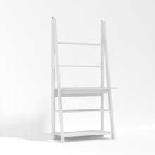 Load image into Gallery viewer, Tiva Ladder Desk White LPD TIVAWHIDESK 5036464033099 MDF Colour: White Dimensions: 1754mm x 840mm x 500mm The latest trend of ladder-style storage hasn&#39;t been overlook with the Tiva Ladder Desk. Comprising of beautiful, leaning lines and simple shelving structures, the versatile pieces in the Tiva range can be joined together to form larger media or storage unit. Finished in a stunning white and comprising of 3 shelves and a desk area, this is ideal for creating simple shelving or display areas around the h