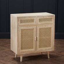 Load image into Gallery viewer, Toulouse Sideboard LPD TOULOUSIDE 5036464072463 Colour: Light Washed Oak Dimensions: 855mm x 750mm x 370mm Very much on trend, the Toulouse features a light washed oak effect surface and rattan style panels. The versatile shade of the oak makes this the perfect asset to any room of your home. With plenty of features for storage, the opportunities with the Toulouse are endless!