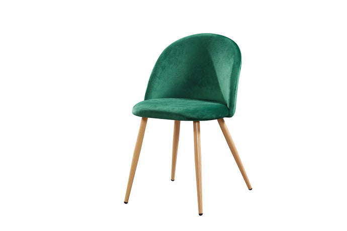 Venice Dining Chairs Green (PK 2) LPD VENICECHAGREEN 5036464066080 Colour: Green Dimensions: 780mm x 510mm x 550mm Available in packs of two and made from green velvet, the Venice stands on metal legs with oak effect which beautifully contrast the shimmering grey coloured seat. The plush fabric will add comfort and sophistication to your dining set and will happily match all modern interior in your home.
