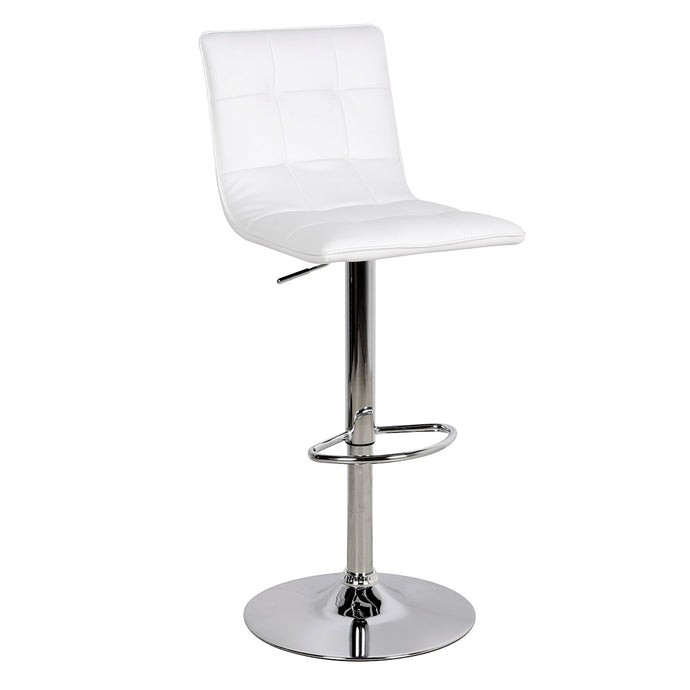 Vigo Bar Stool White LPD VIGOWHI 5036464019499 Faux Leather Colour: White Dimensions: 930mm x 470mm x 420mm Take a well earned break on the stylish Vigo Bar stool. The contoured white faux leather seat rests on an elegant, single stand that is beautifully finished in a highly polished chrome. The convenient foot rest and simple, lever height adjustment compliments the modern design with an injection of practicality. This contemporary stool wouldn't look out of place is a swanky hotel or at your kitchen brea