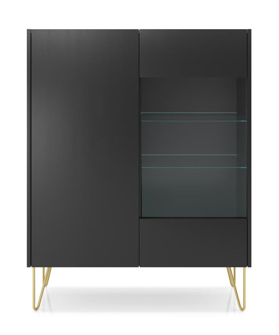 Harmony Display Cabinet 97cm Arte-N HARMONY-WT97-BRM W97cm x H123cm x D37cm Colour: Black Black Marble Two Hinged Doors Four Shelves ABS Edging Optional LED Lighting  Weight: 43kg Matching Furniture Available Made from 16mm high-quality laminated board Assembly Required Estimated Direct Home Delivery Date: 4-5 Weeks