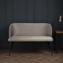 Load image into Gallery viewer, Zara Dining Bench Grey LPD ZARABENGREY 5036464074221 Colour: Grey Dimensions: 810mm x 1210mm x 615mm Dine in style with our new dining bench, a contemporary stylish alternative to a chair. Also a great addition for a hallway space or your bedroom. Sold individually.