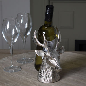 Silver Stag Wine Bottle Holder in SILVER Hill Interiors 22236 5050140223680 Dimensions: 22cm x 18cm x 14cm Weight: 0.8kg Volume: 0.01CBM