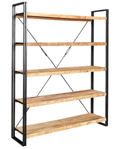 COSMO INDUSTRIAL LARGE OPEN BOOKCASE Indian Hub ID24 5051132945306 Dimensions: 200cm x 160cm x 40cm (Height x Width x Depth) Industrial Style Reclaimed PARTIAL ASSEMBLY REQUIRED Eco Friendly wood used White glove delivery Made in INDIA Eco-friendly hand-crafted range made from Solid Mango Wood and Reclaimed Industrial Metal The light grain hardwood is left in its natural state and colour offering natural variations and slight cracking with banded iron edges