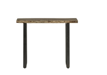 Load image into Gallery viewer, BALTIC LIVE EDGE CONSOLE TABLE Indian Hub LD02 7625987953861 Dimensions: 78cm x 100cm x 35cm (Height x Width x Depth) Solid Acacia Wood Live Edge top Eco-Friendly wood used Fully Assembled Colour variations due to natural wood colour Made in INDIA This elegant and unique range will add a touch of charm to your home The key feature of the range is represented by the live edges of the table tops following the natural shape of the wood complemented with sturdy metal frame legs sled shaped