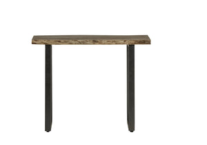 BALTIC LIVE EDGE CONSOLE TABLE Indian Hub LD02 7625987953861 Dimensions: 78cm x 100cm x 35cm (Height x Width x Depth) Solid Acacia Wood Live Edge top Eco-Friendly wood used Fully Assembled Colour variations due to natural wood colour Made in INDIA This elegant and unique range will add a touch of charm to your home The key feature of the range is represented by the live edges of the table tops following the natural shape of the wood complemented with sturdy metal frame legs sled shaped